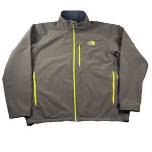 The North Face Apex Bionic Softshell Jacket T183 Men's 2XL Brown Yellow Trim Zip